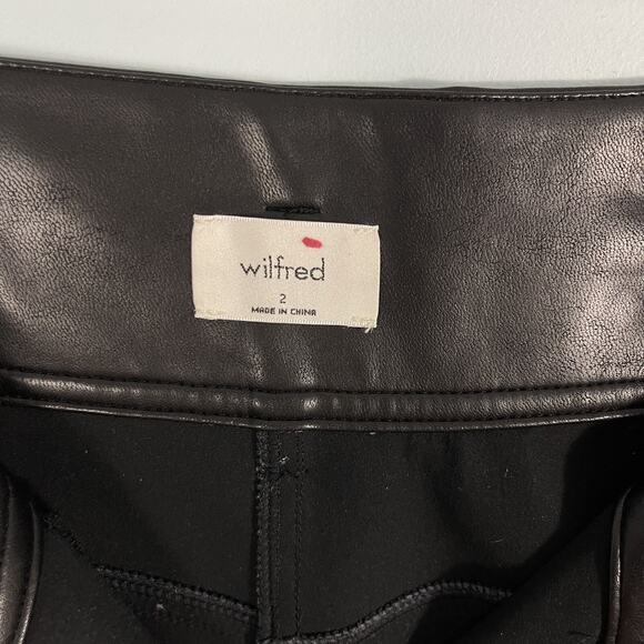 Aritzia Wilfred High Waisted Tie Belt Black Faux Leather Pants Size 2 - Picture 14 of 16